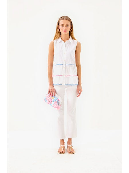 Breah Sleeveless Button Down Top