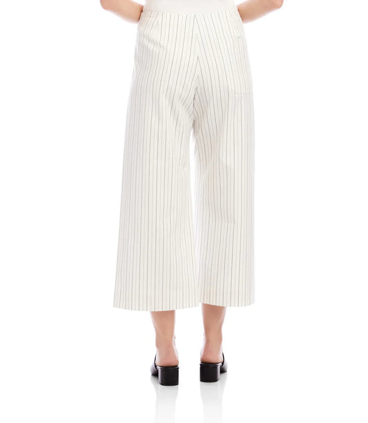 Stripe Cropped Wide-Leg Pants