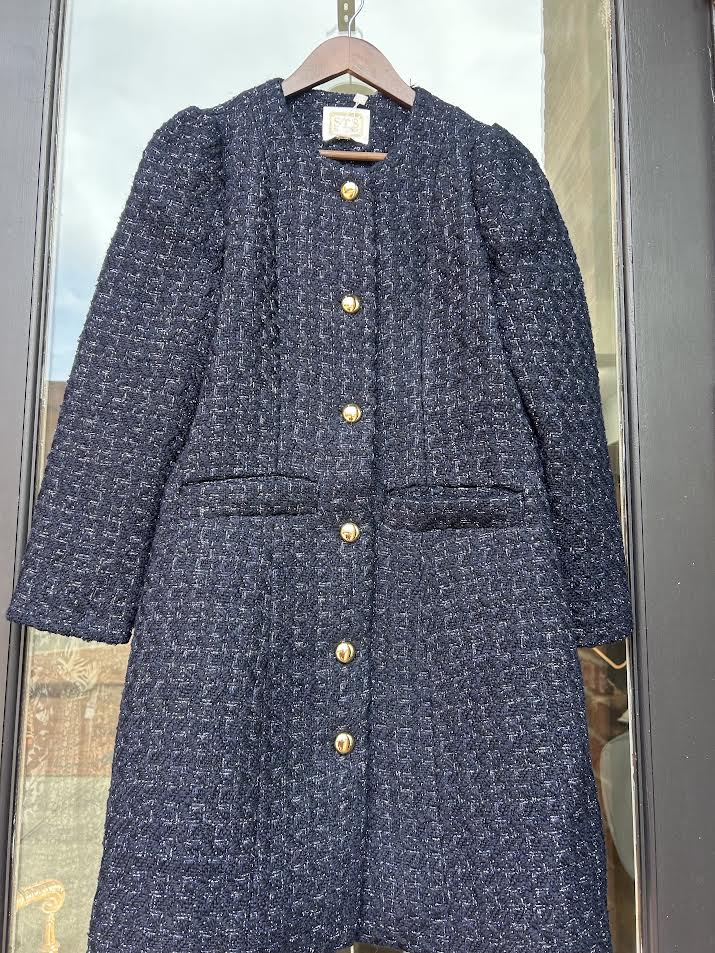 Button Front Tweed Coat