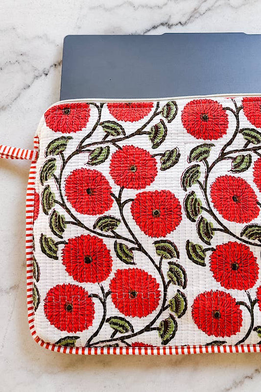 Waylon Orange Floral Print Laptop Sleeve