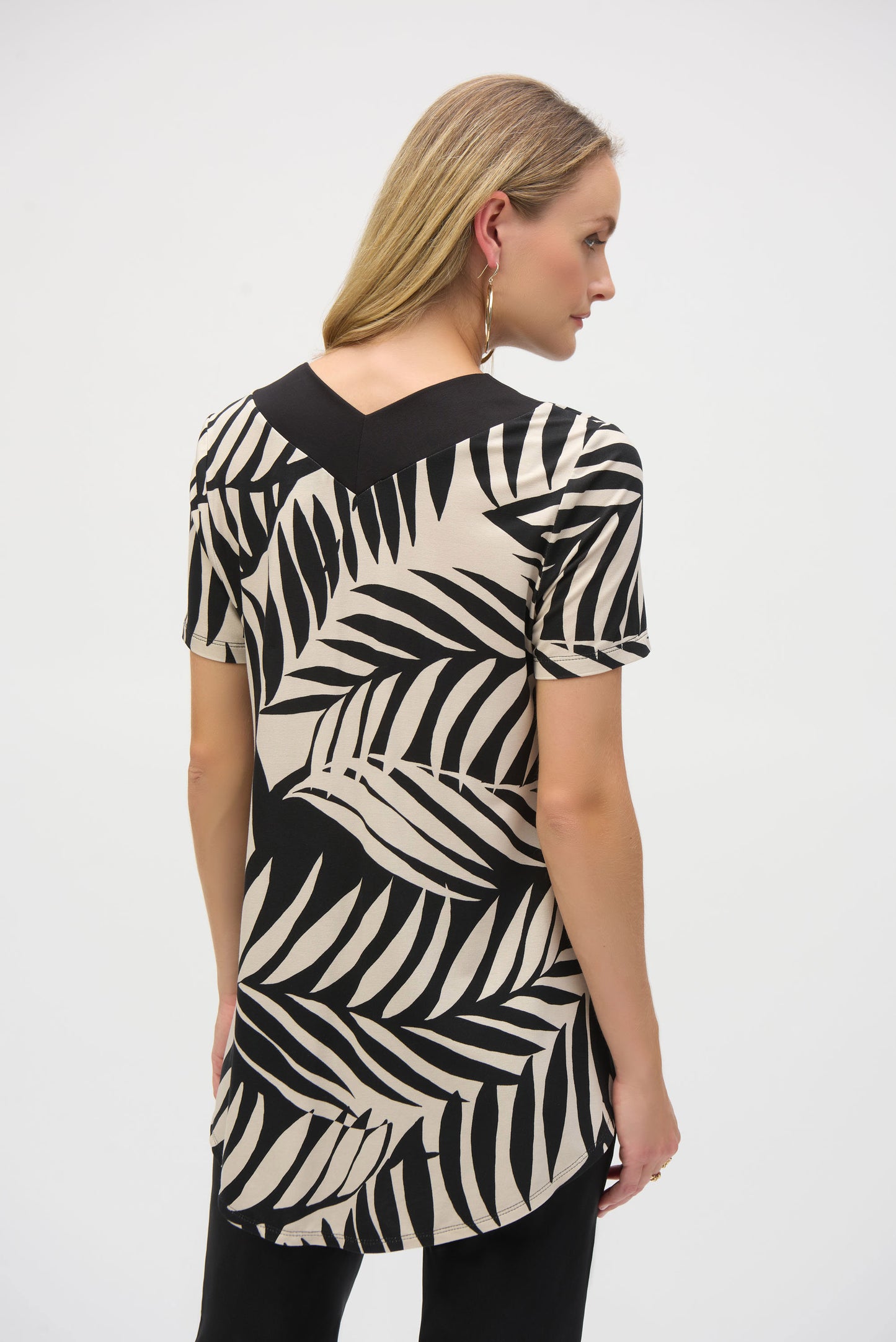 Jersey Knit Tropical Print Flared Top