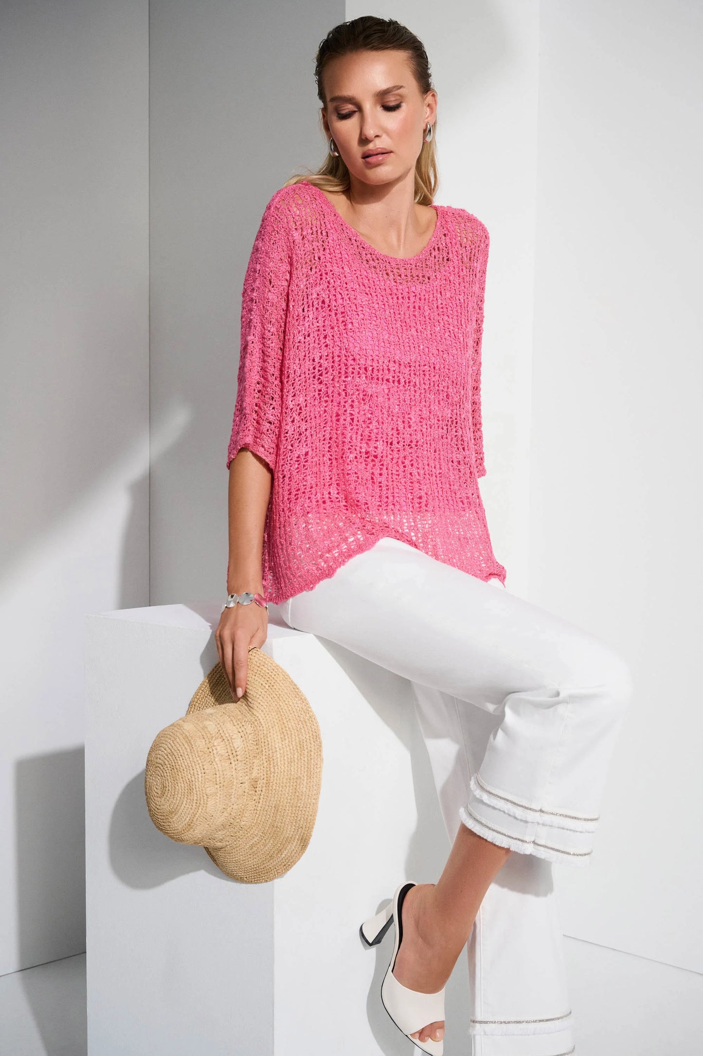 Chenille Sweater Knit Open Stitch Two-Piece Set