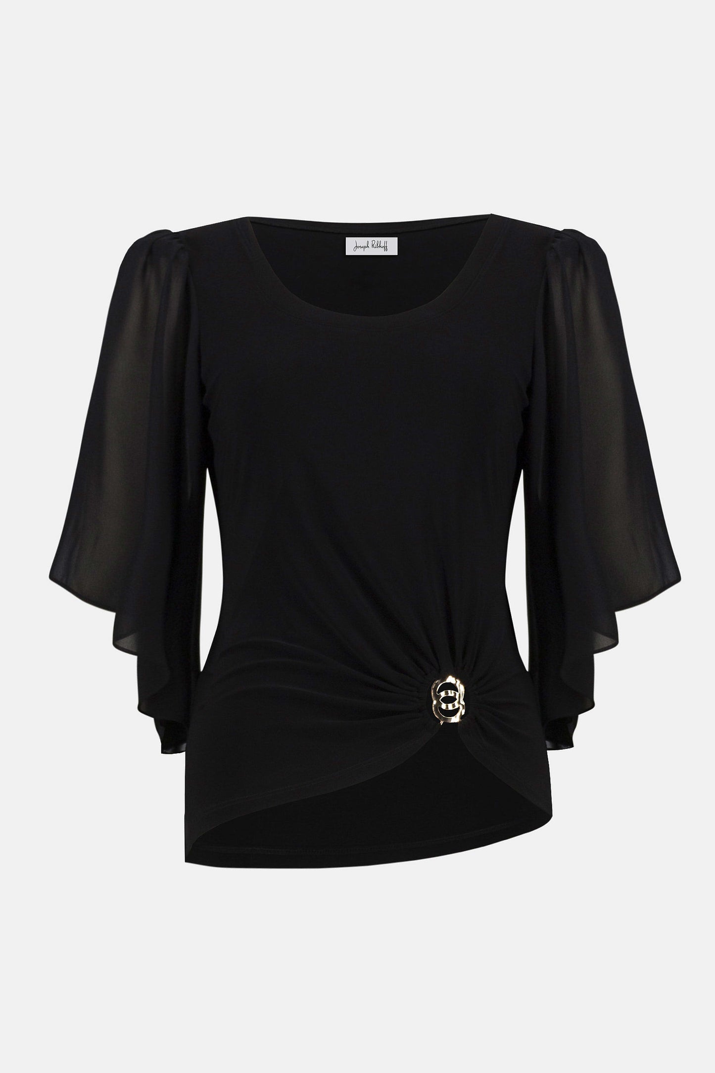 Silky Knit and Chiffon Fitted Top