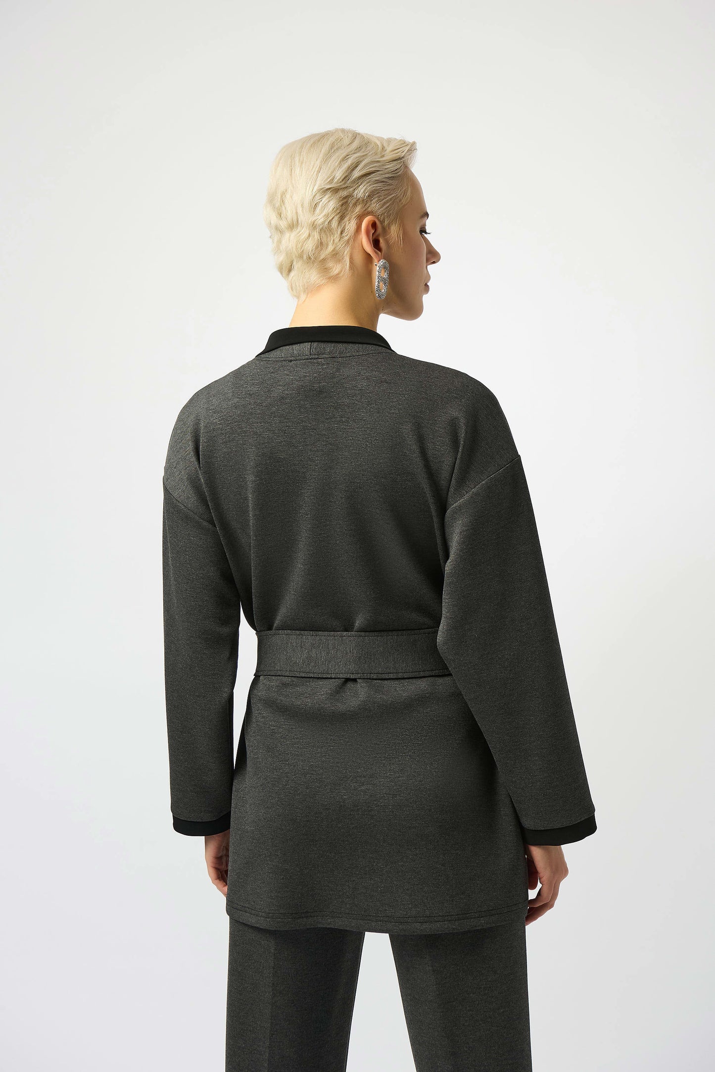 Scuba Jersey Belted Straight Coa
