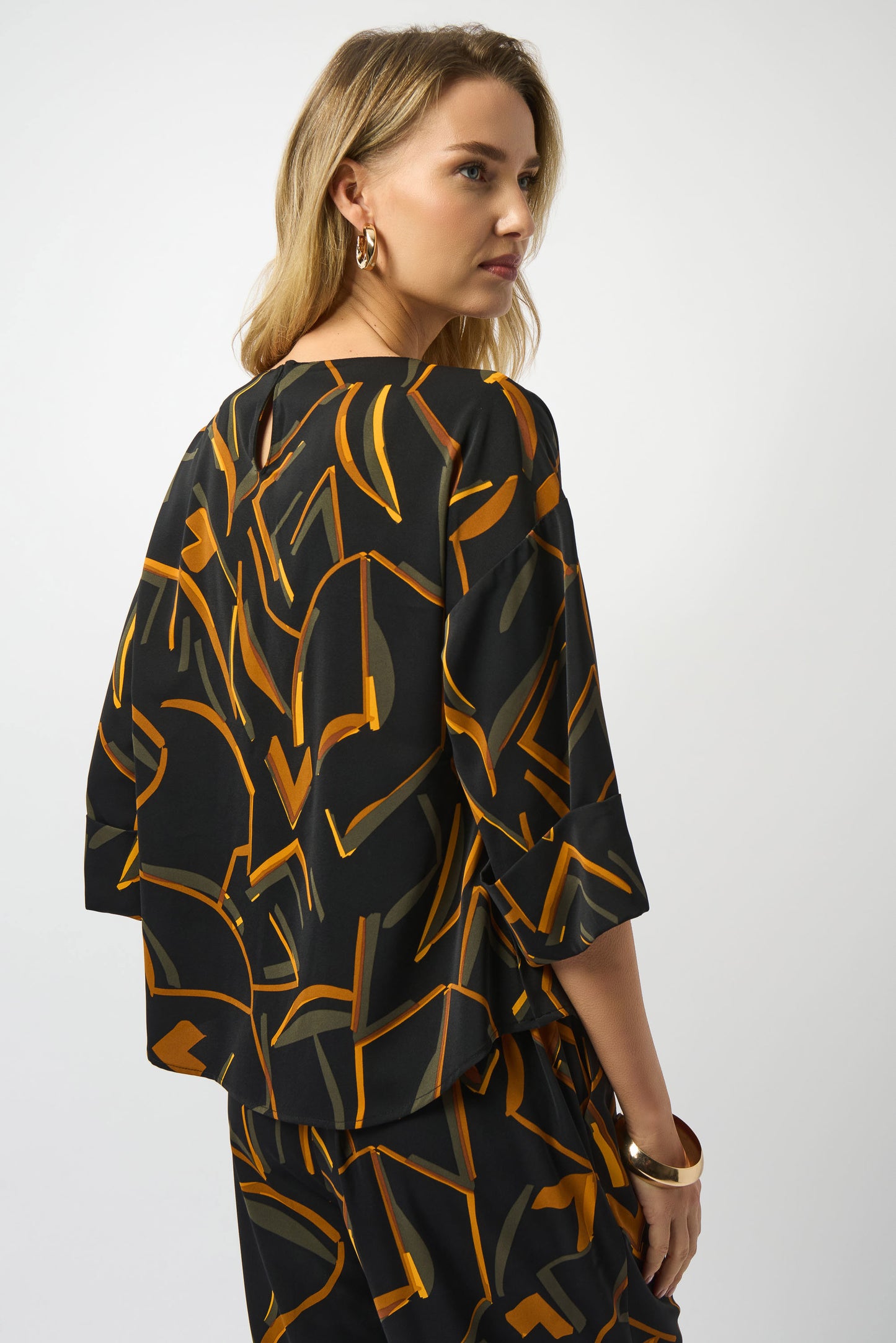 Recycled Woven Geometric Print Boxy Top