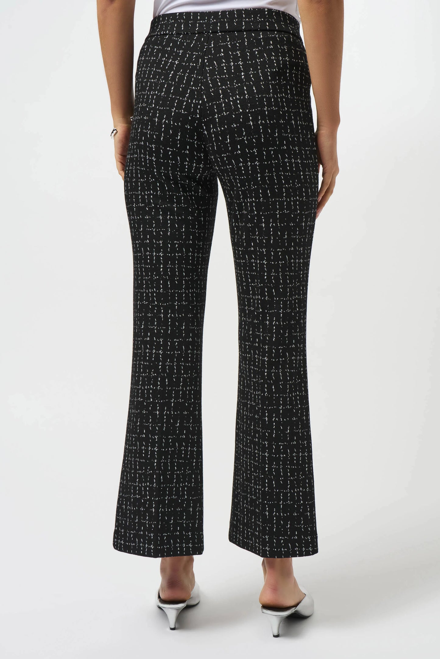 Jacquard Checkered Print Flared Pants