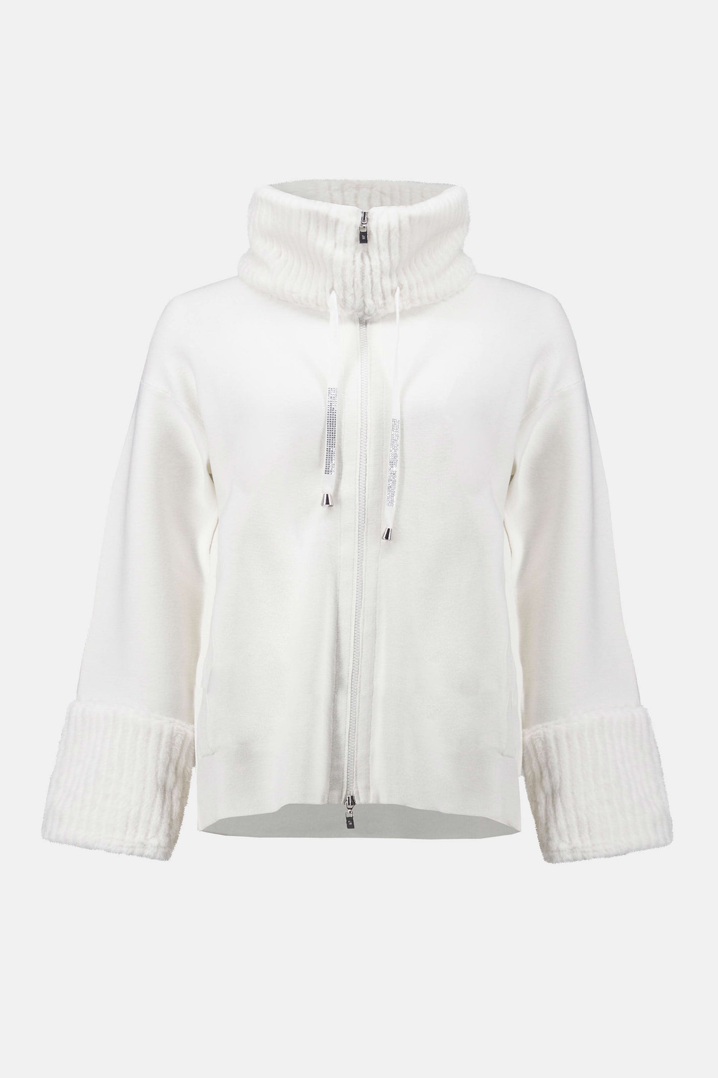 Sweater Knit Coat With Fur Trim