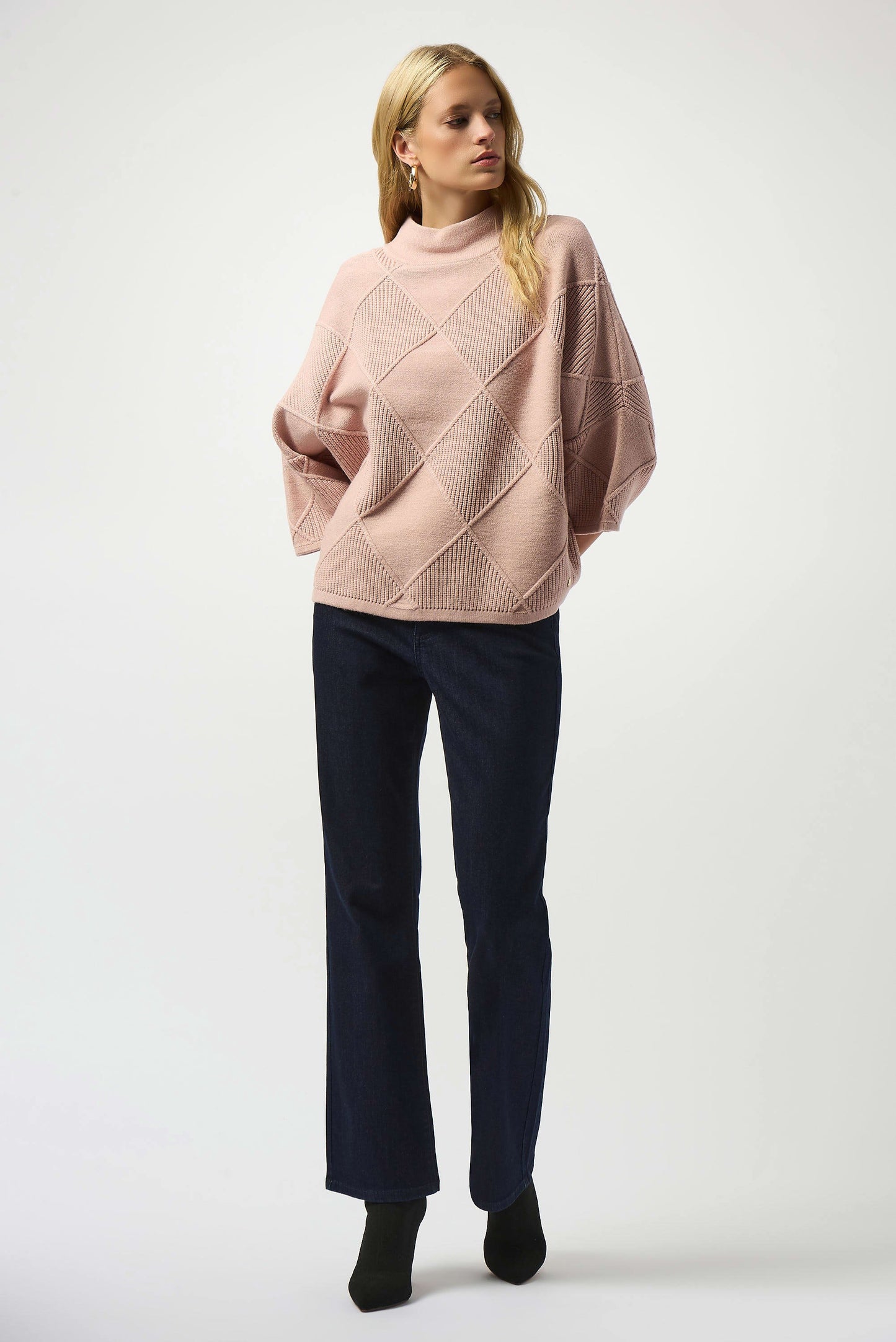 Textured Sweater Knit Mock Neck Pullover