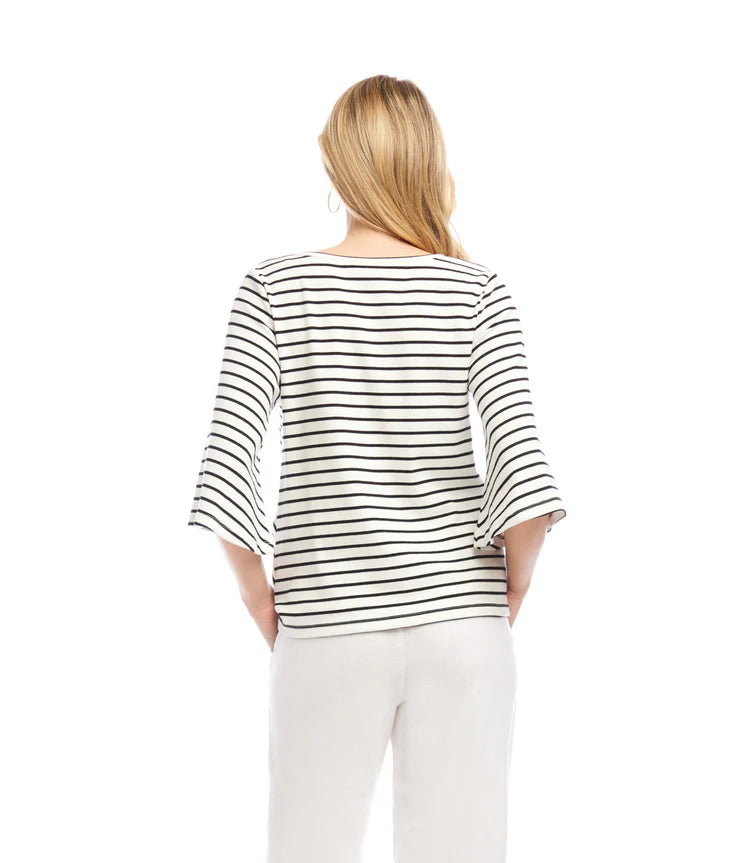 Stripe Flare Sleeve Pick Up Top