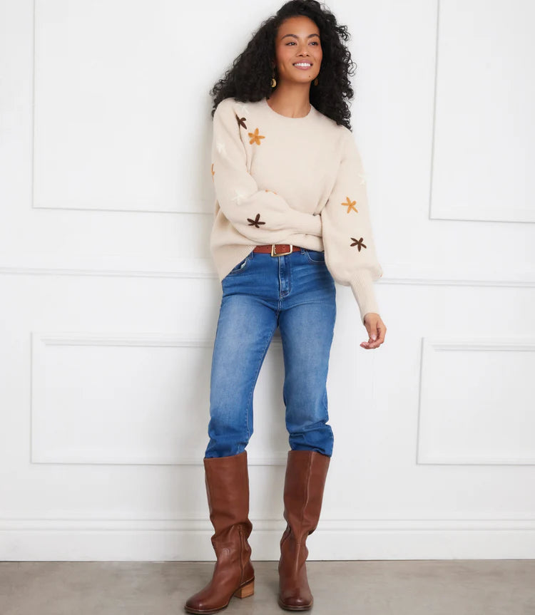 Embroidered Flower Sweater