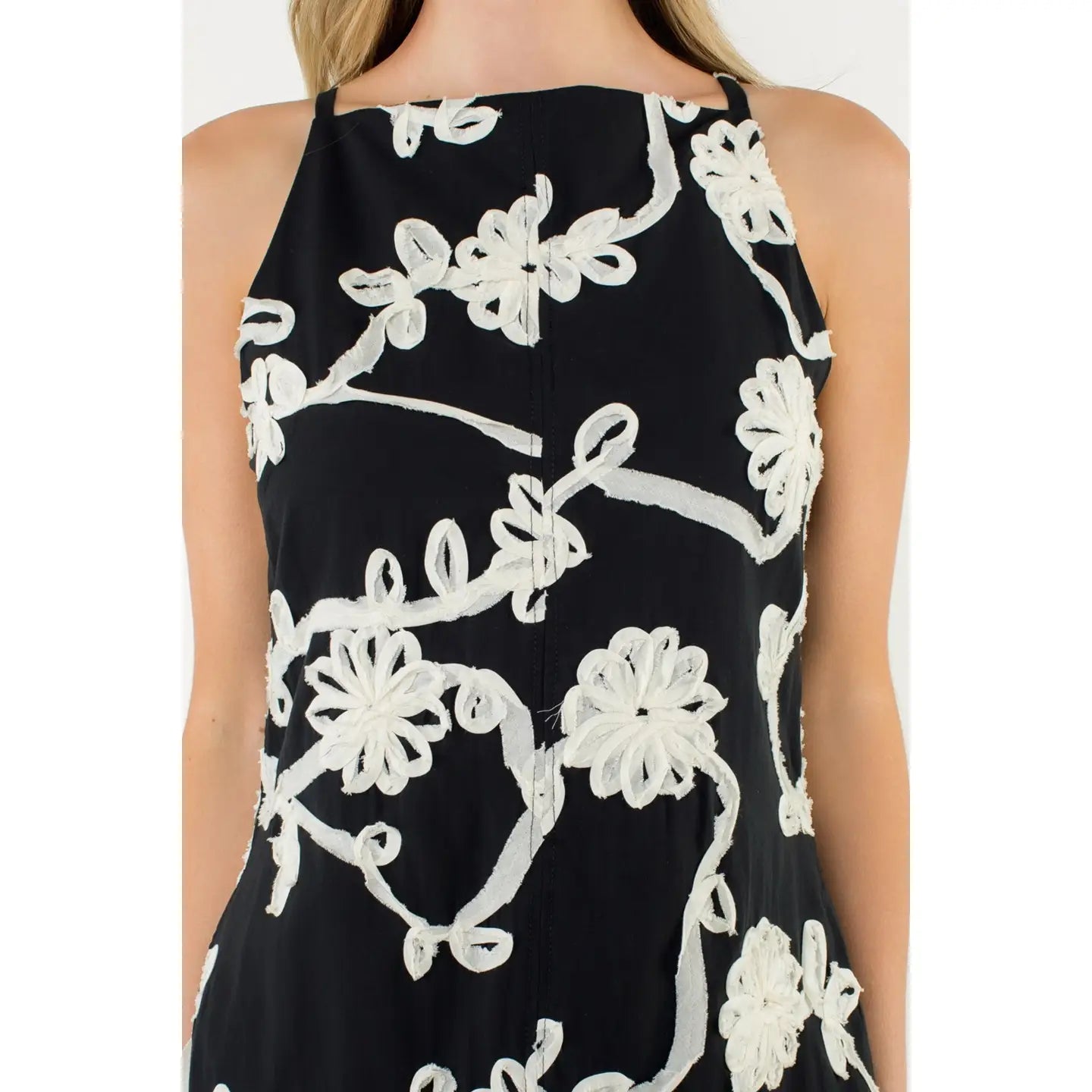 Halter Textured Flower Dress