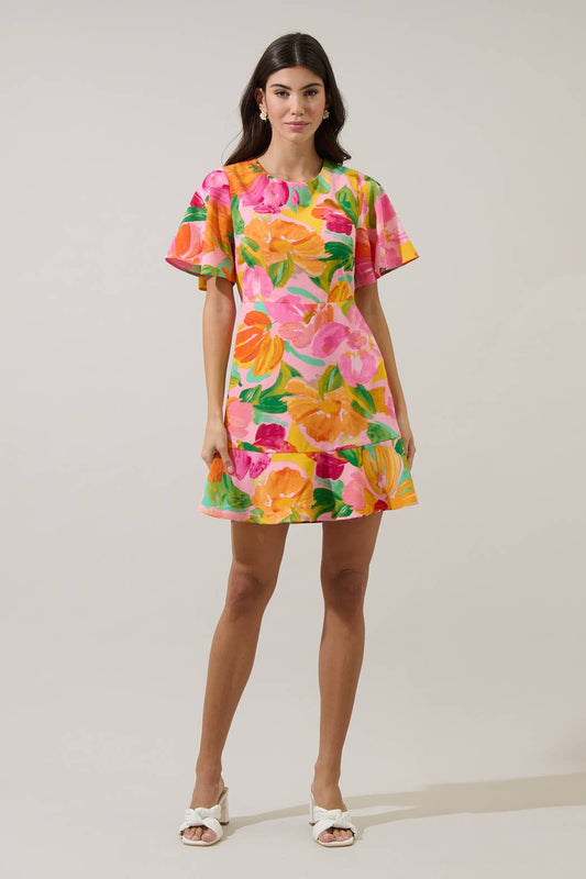 Jovana Floral Flouncy Mini Dress