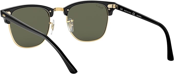 Clubmaster Classic - Polished Black On Gold w/ Green Lens