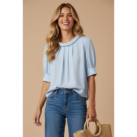 Half Sleeve Braided Detail Blouse