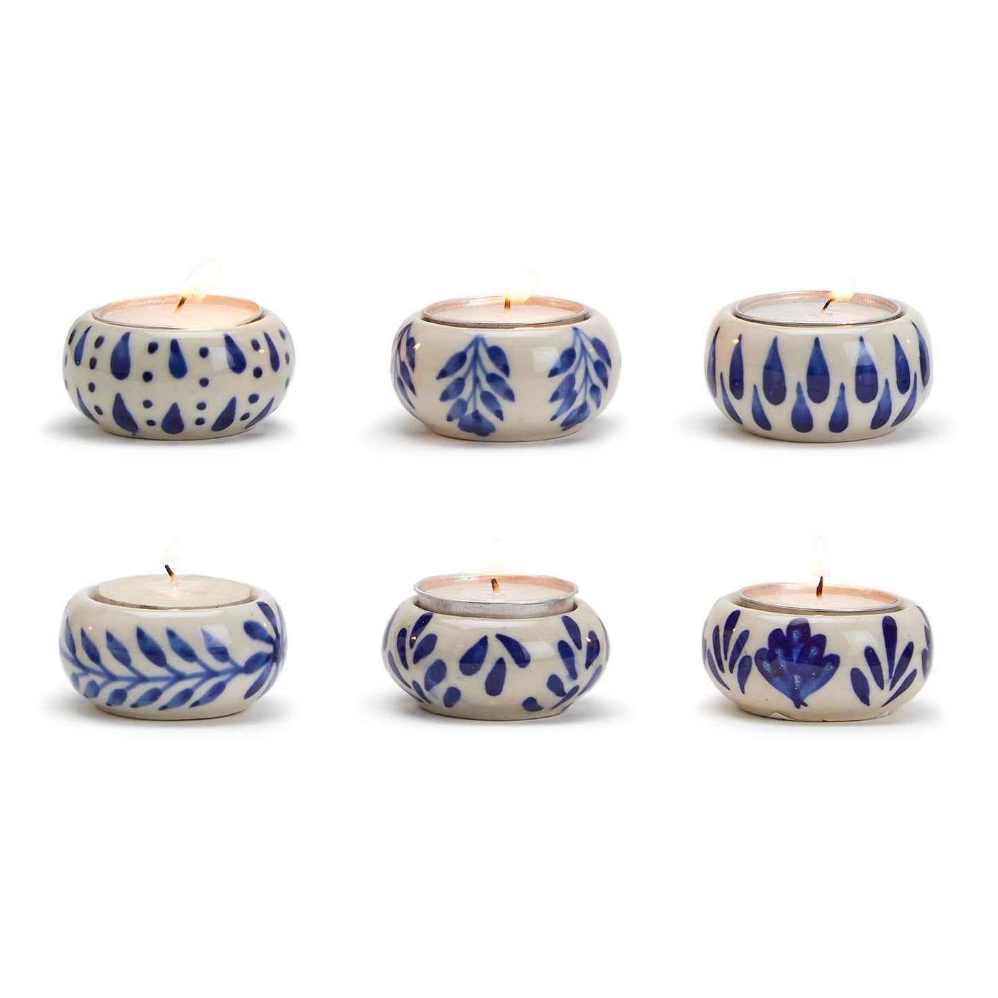 Blue and White Chinoiserie Candleholder with Tealight Candle