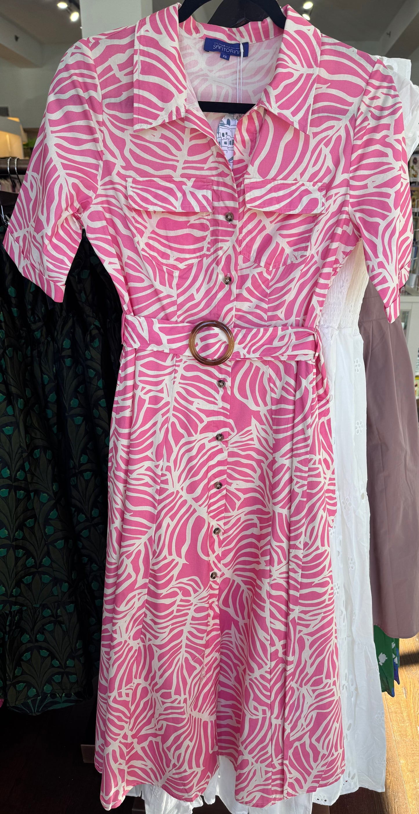 Hibiscus Palms Shirt Dress