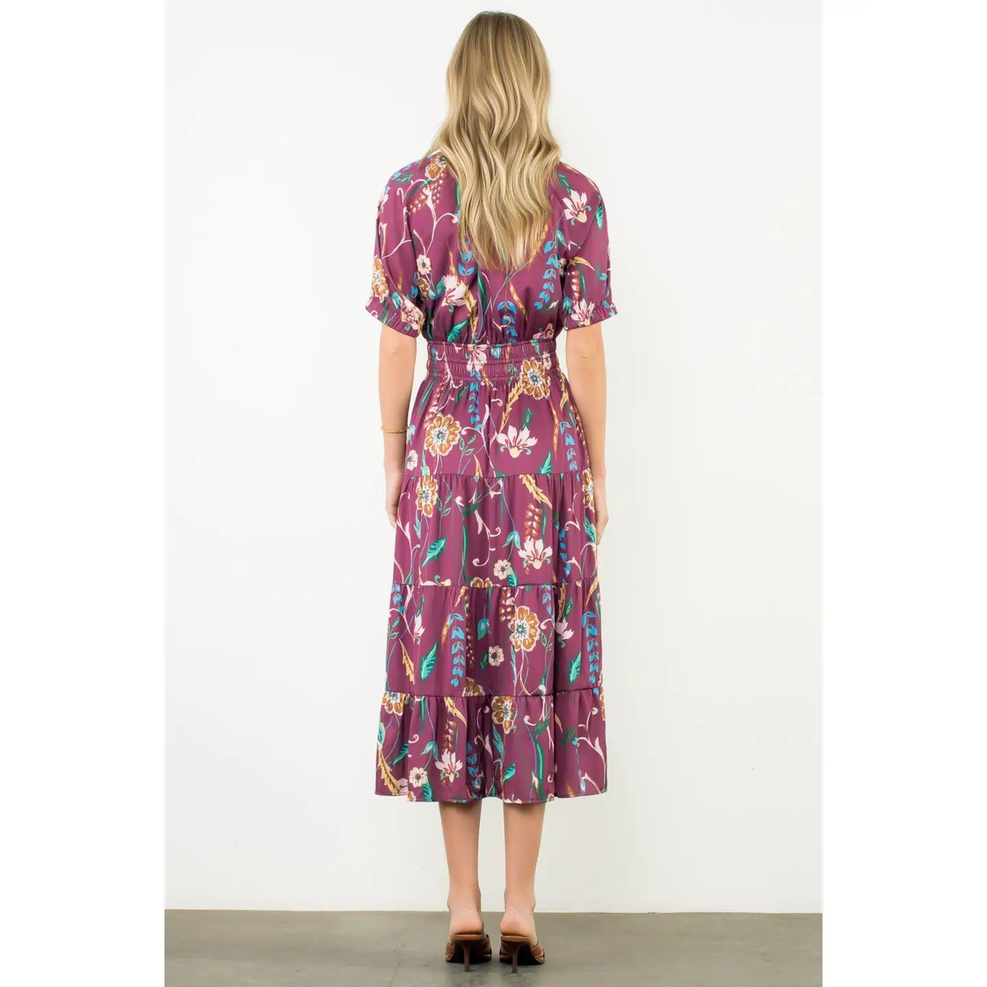 Smocked Waist Tassel Floral Maxi Dress