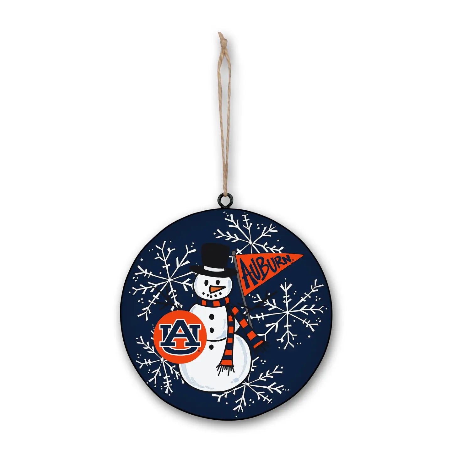 Collegiate Snowman Metal Ornament