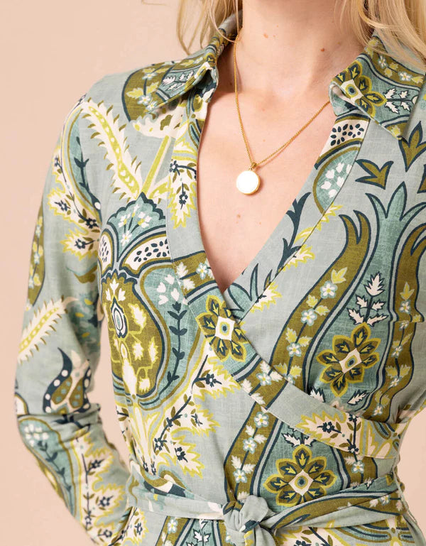 Iris Jersey Dress Mercer House Damask Sea Foam