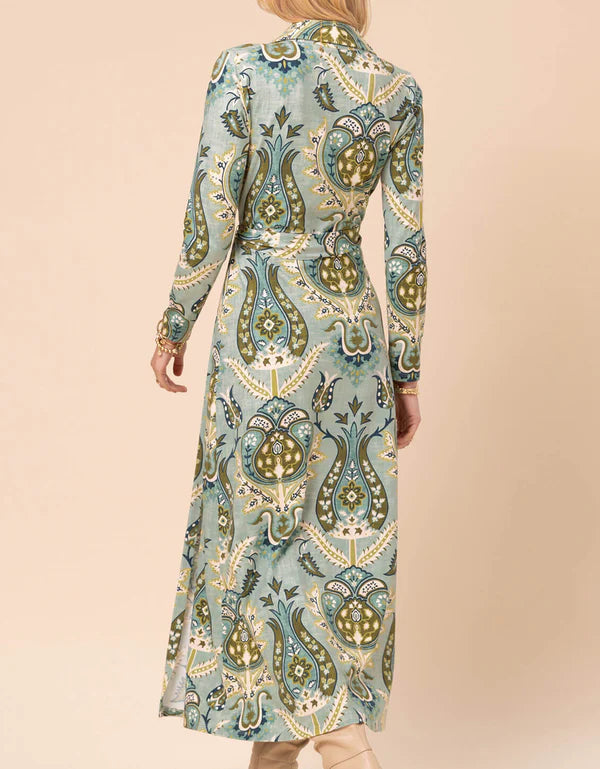 Iris Jersey Dress Mercer House Damask Sea Foam