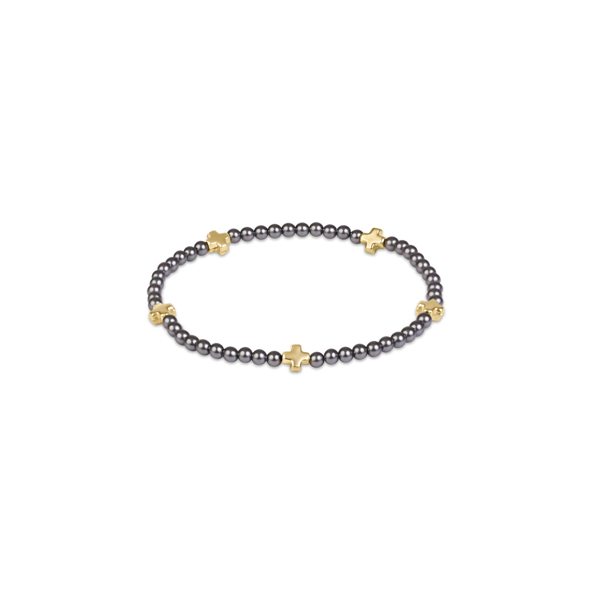 Signature Cross Small Bracelet- Dark Grey Pearl