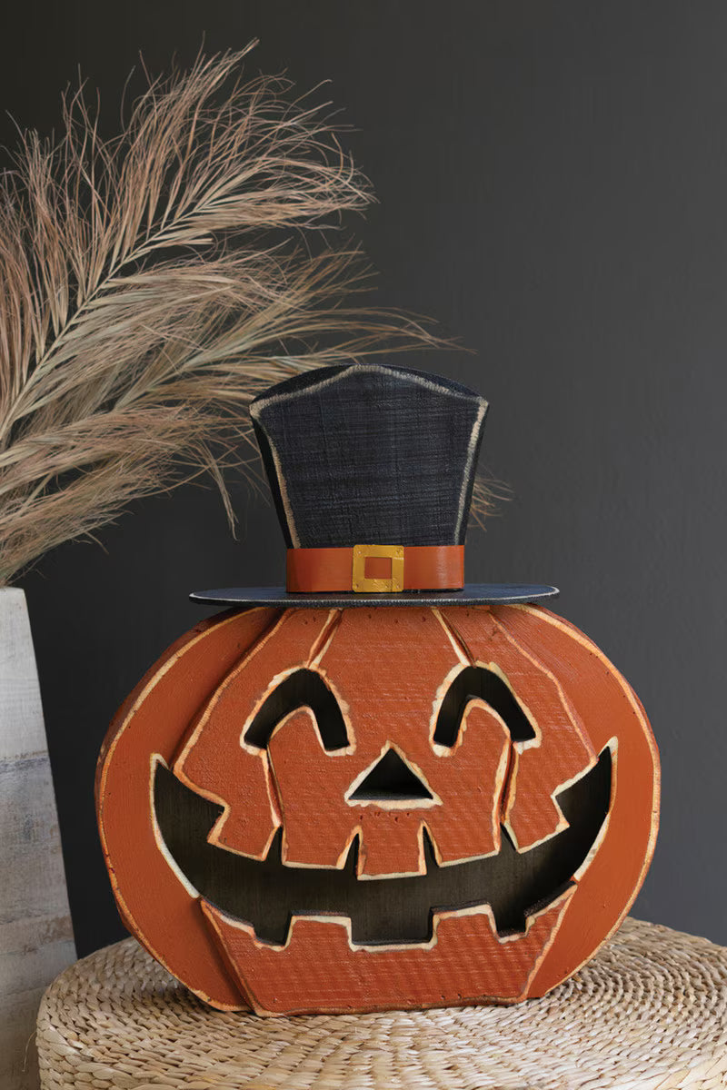 Painted Wood Jack-O-Lantern
