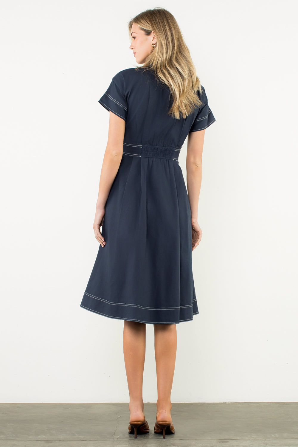 THML Short Sleeve Button Denim Dress
