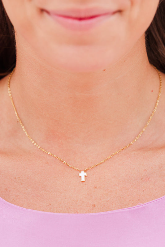 Mother of Pearl Cross Necklace
