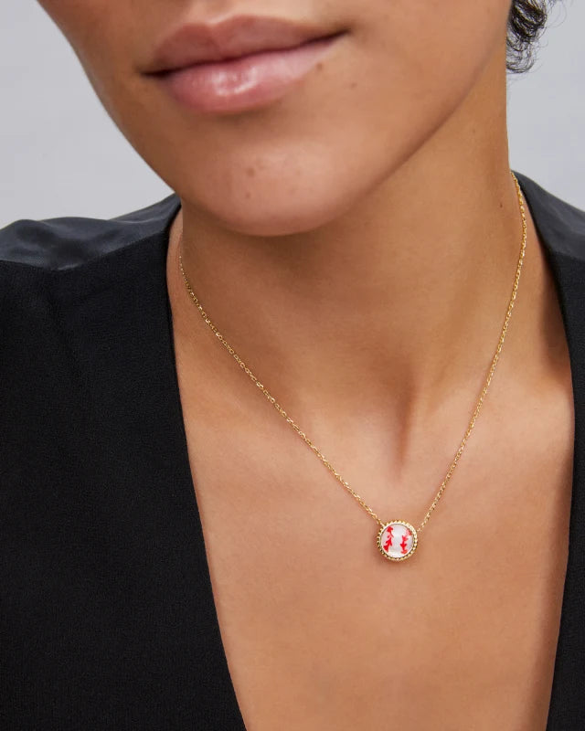 Baseball Gold Short Pendant Necklace