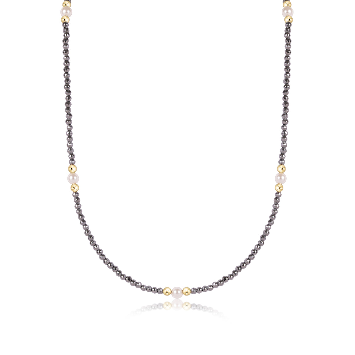 17" Choker Beaded Hematite