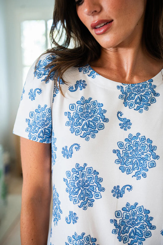 Love Bouquet Short Sleeve Button Front Shift