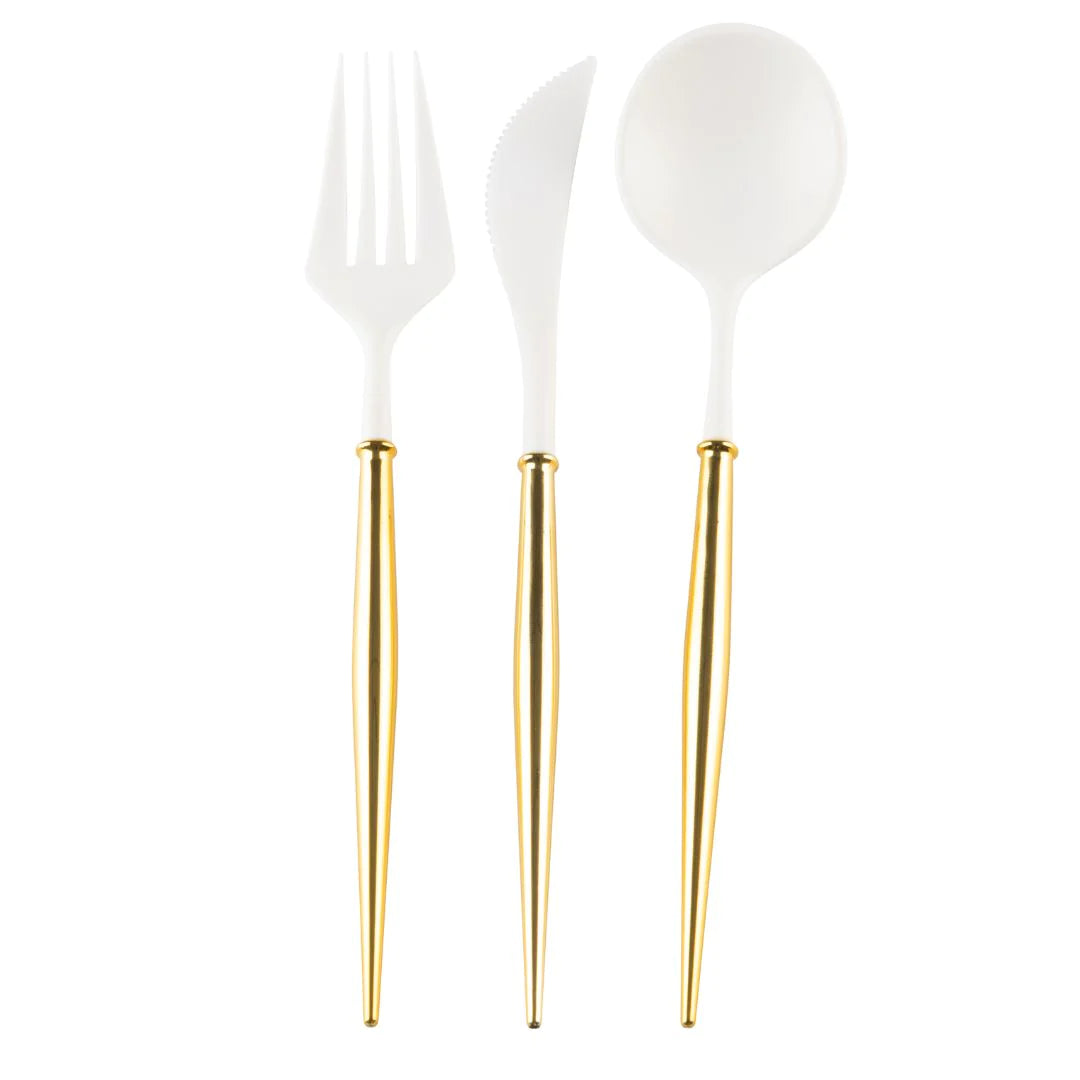 Villa Flatware White/Gold Handle