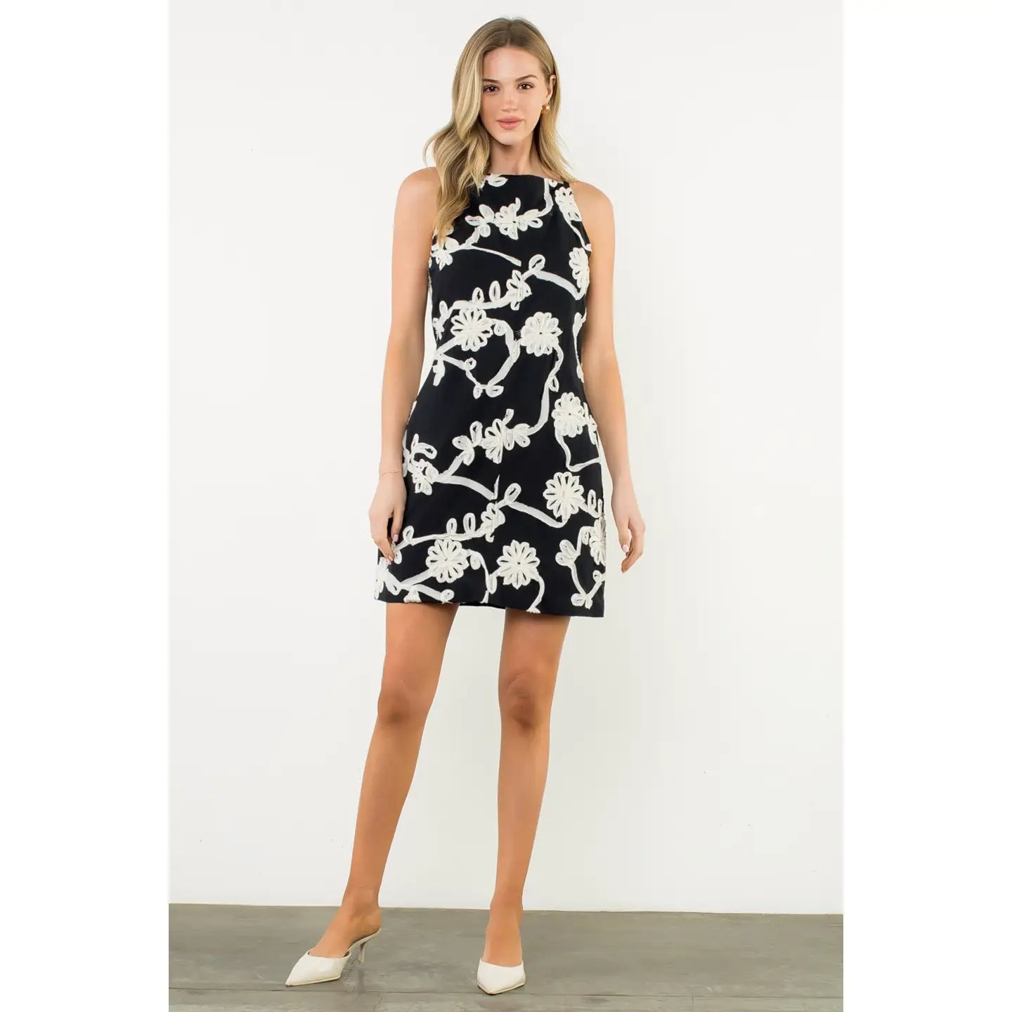Halter Textured Flower Dress