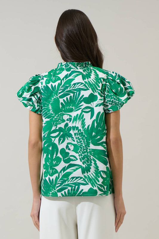 Masey Tropical Keni Split Neck Top