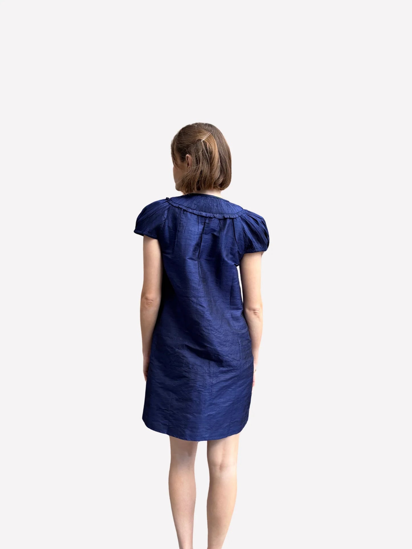 Navy Silk Shift Dress