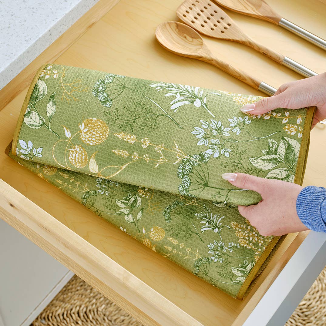 Kitchen Herbs Dish Drying Mats, Set of 2