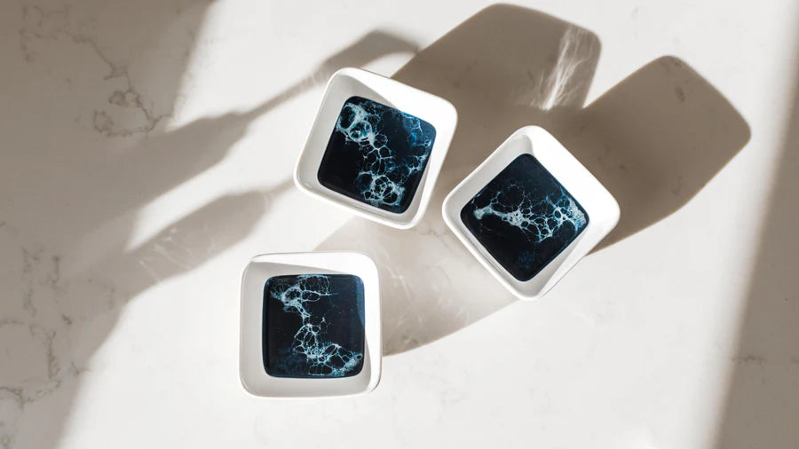 Resin Accented Ceramic Dipping Bowls