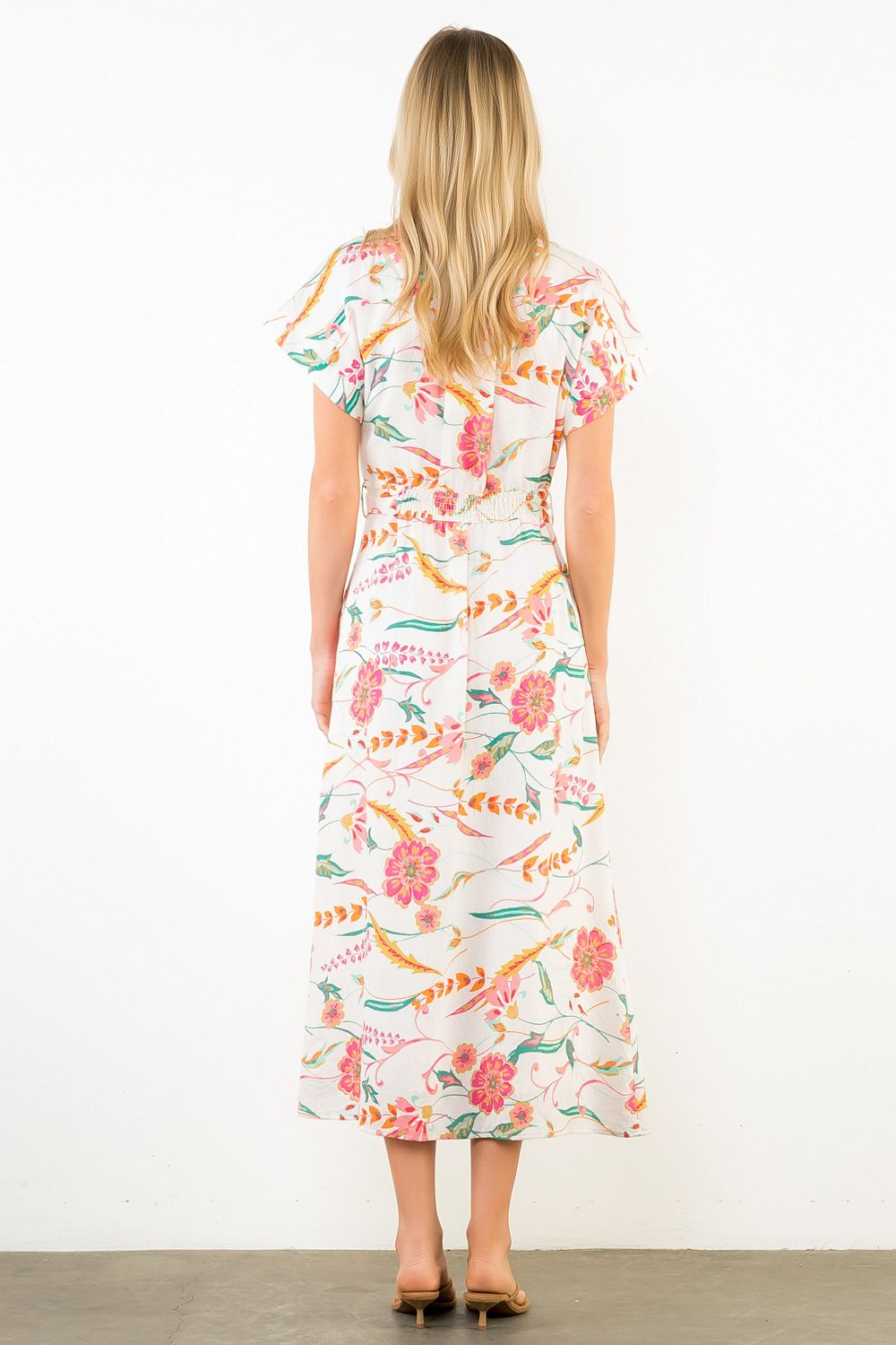 Short Sleeve Floral Pattern Dress