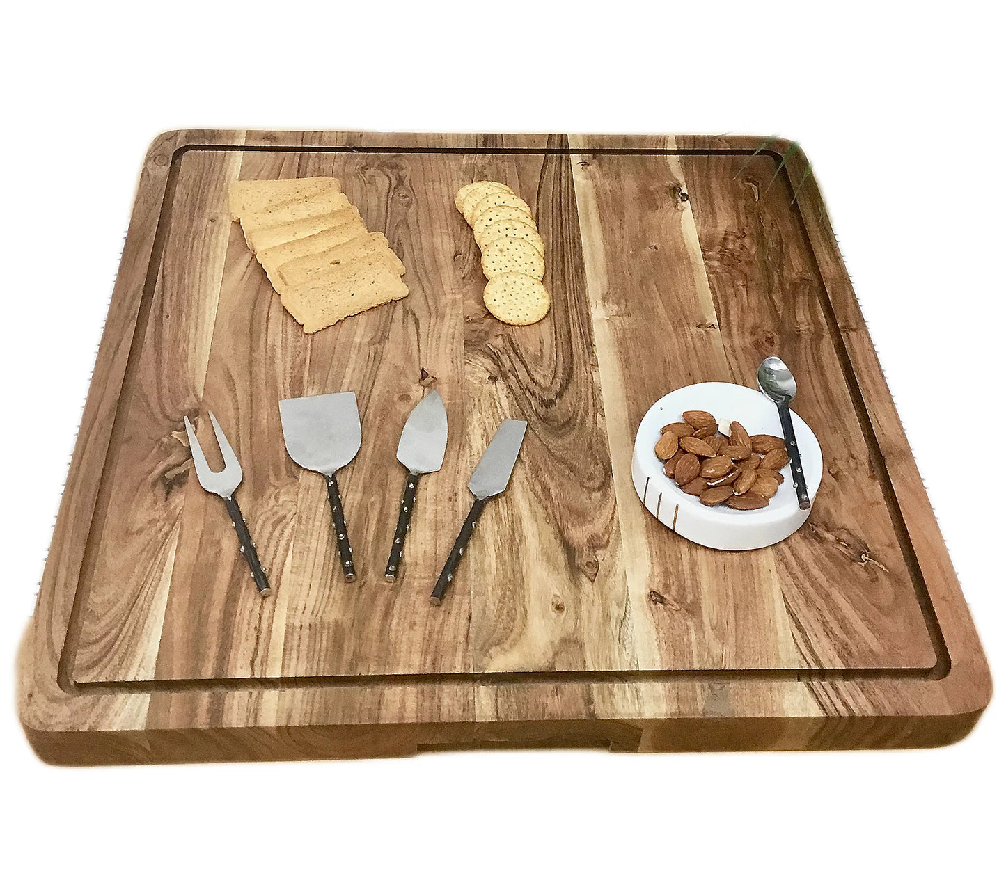 Acacia Wood Rect Butcher Block W/ Juice Groove LG