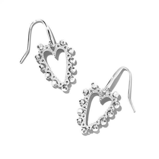 BEADED ANSLEY HEART GOLD DROP EARRINGS