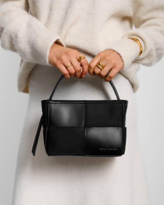 Taya Hand Woven Suedette Top Handle Bag