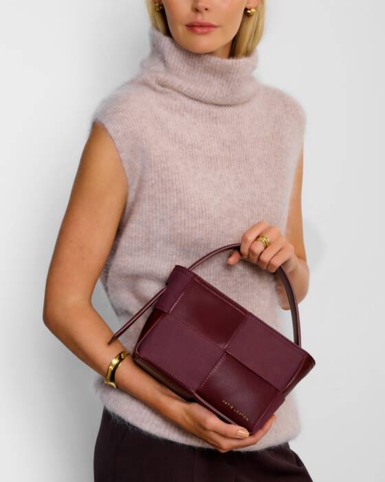 Taya Hand Woven Suedette Top Handle Bag