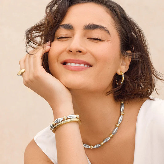 Meridian Orbit Bead Two Tone Bracelet
