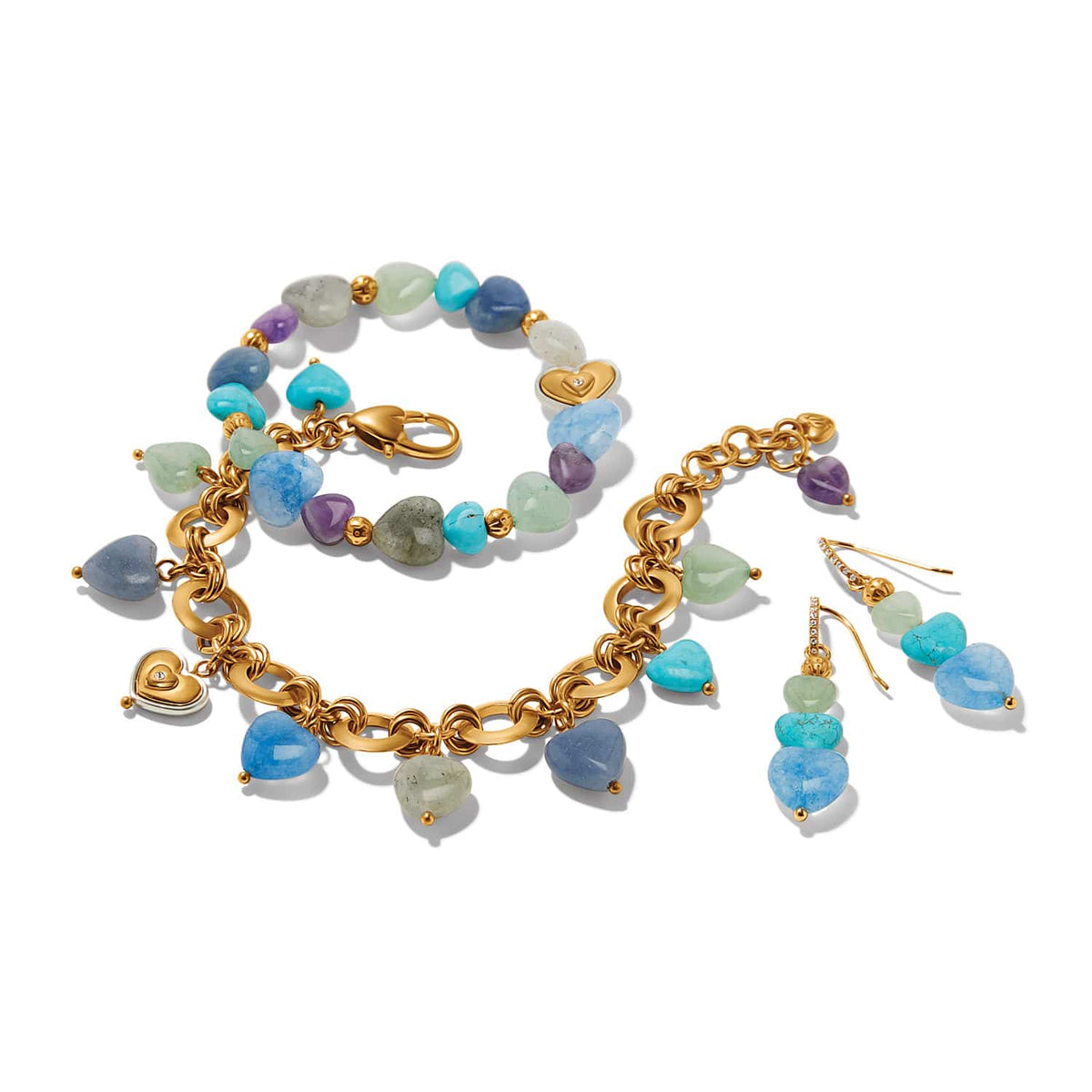 One Heart Multi Heart Bead Link Bracelet