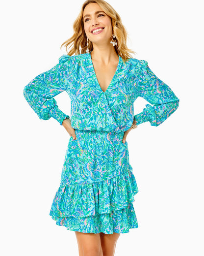 Cristiana Stretch Dress - Surf Blue Coral Of The Story