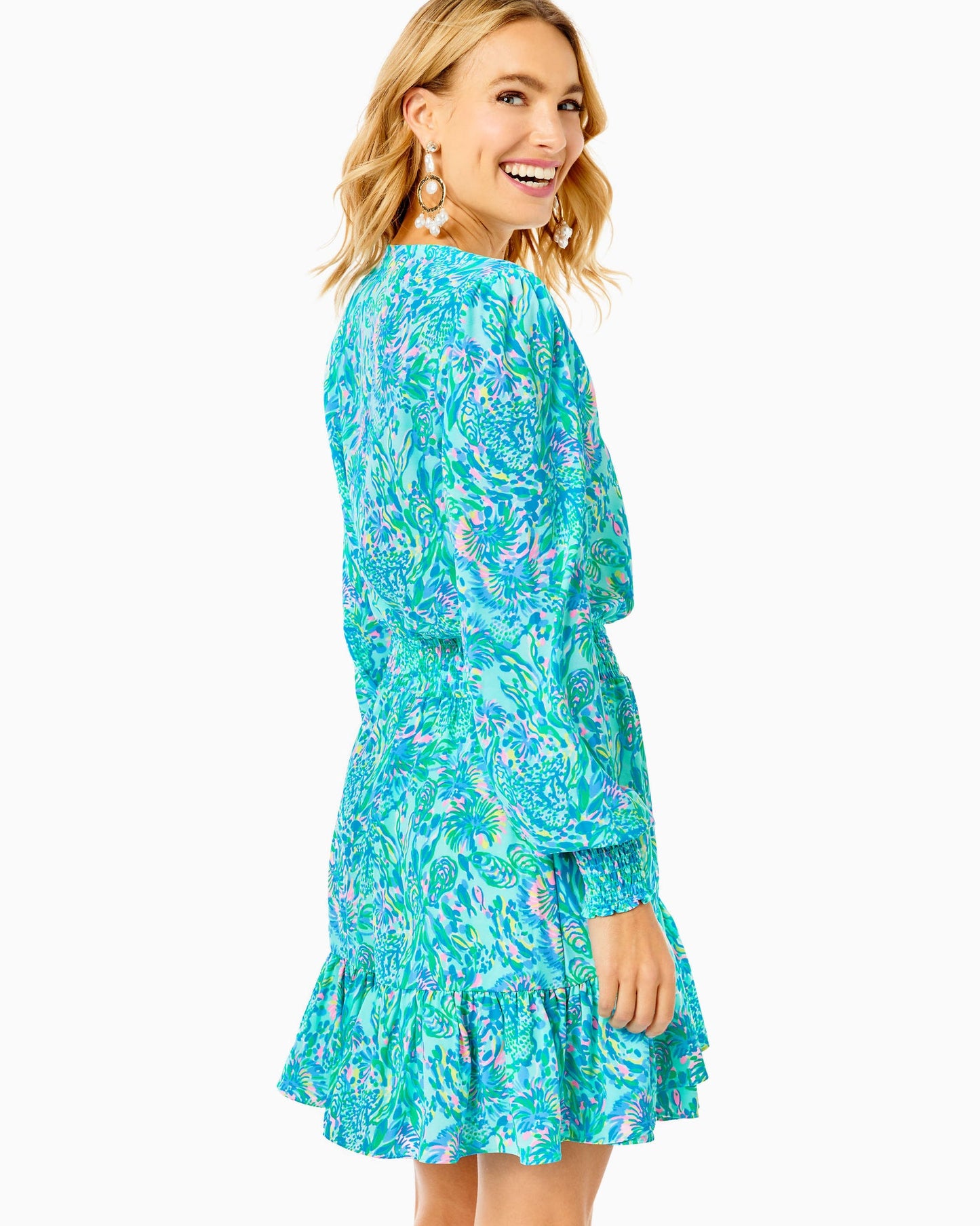 Cristiana Stretch Dress - Surf Blue Coral Of The Story