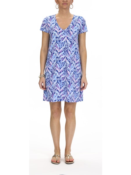 Etta V-Neck Dress- Barton Blue Stargazing