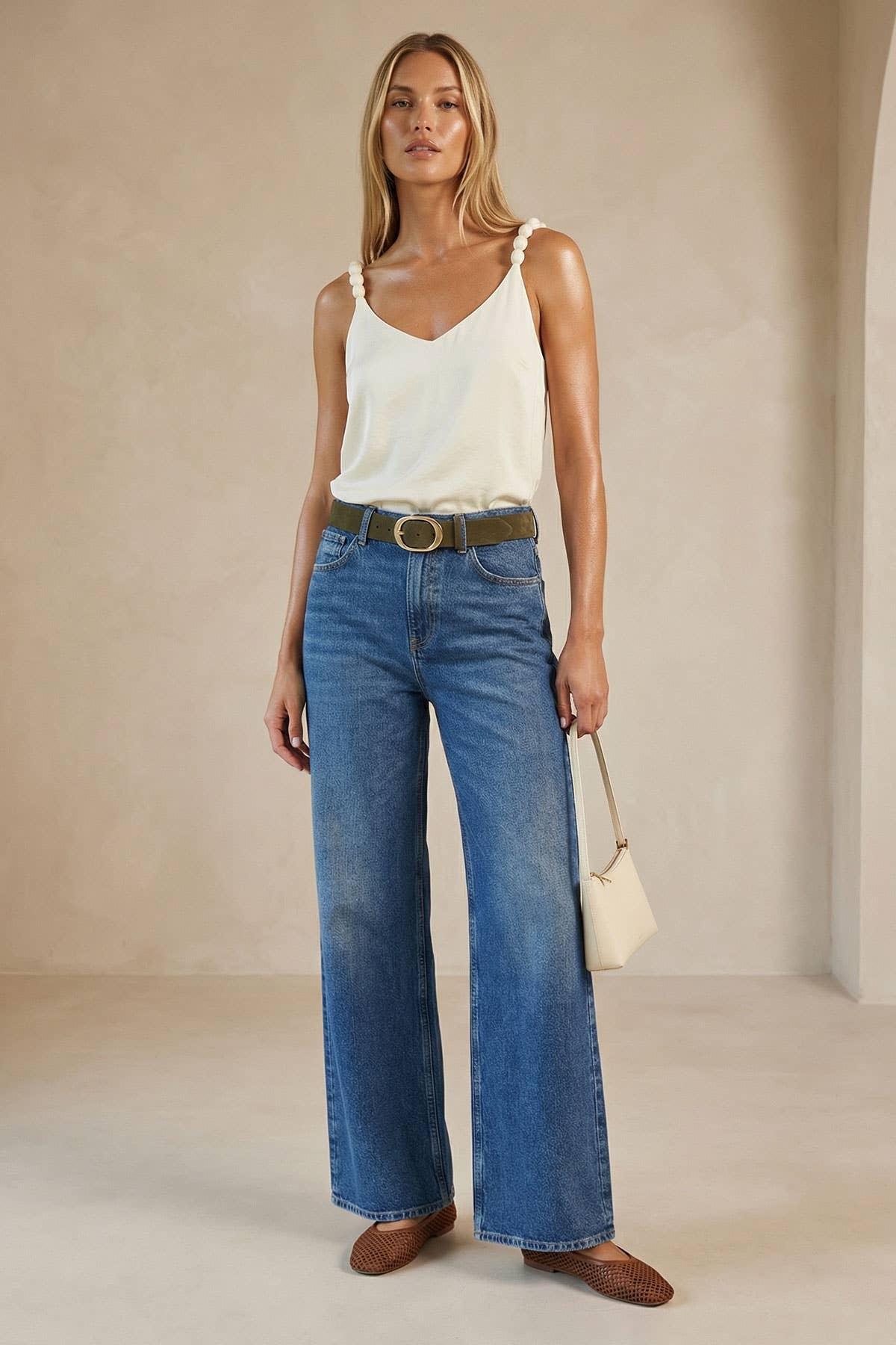 Classic V-neck Tank Top With Strap Accent