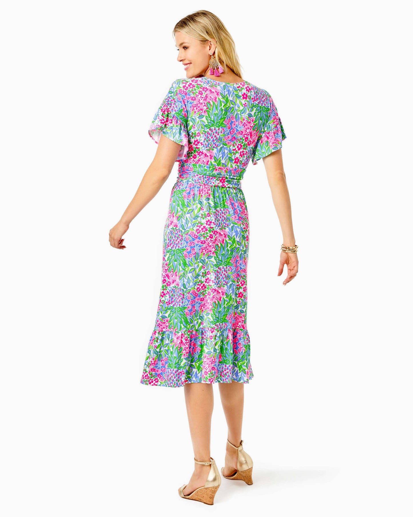 Juliet Ruffle Midi Dress - Multi A Cherry on Top