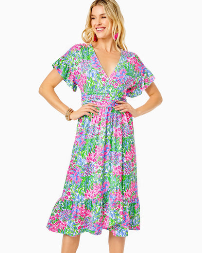 Juliet Ruffle Midi Dress - Multi A Cherry on Top